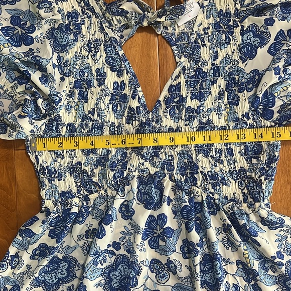 SIENNA SKY Floral Peplum Open Back Top Size L Blue Cottage Fairy Coquette - Picture 7 of 10